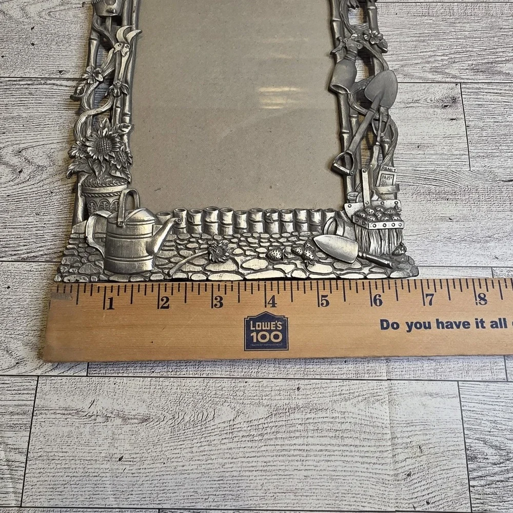 Garden Gardener Silver Tone Photo Frame Holds 4